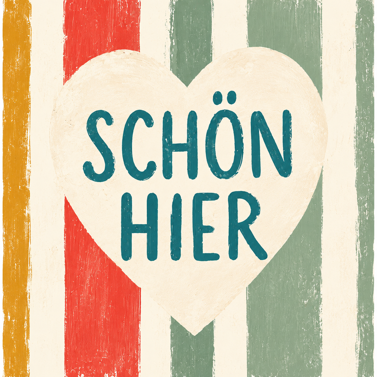 Schön hier – zweite Ansicht der Travertin Deko mit typografie