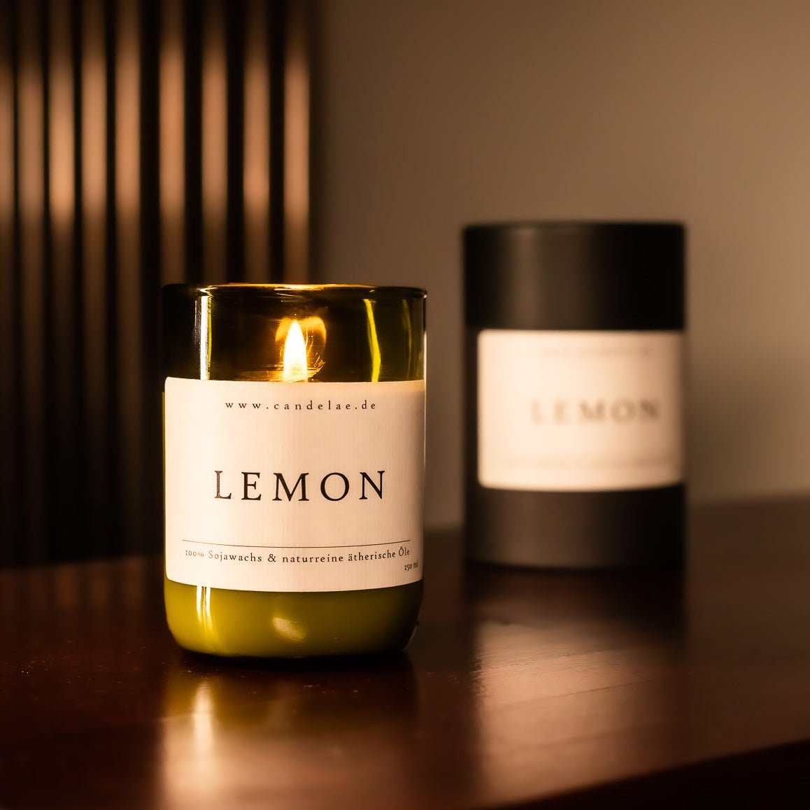 Lemon Duftkerze im Weinflaschenglas