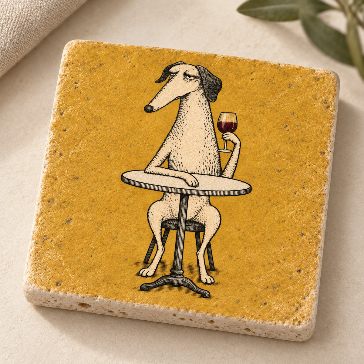 Der Feinschmecker – Weinmotiv als Travertin Deko aus echtem Naturstein