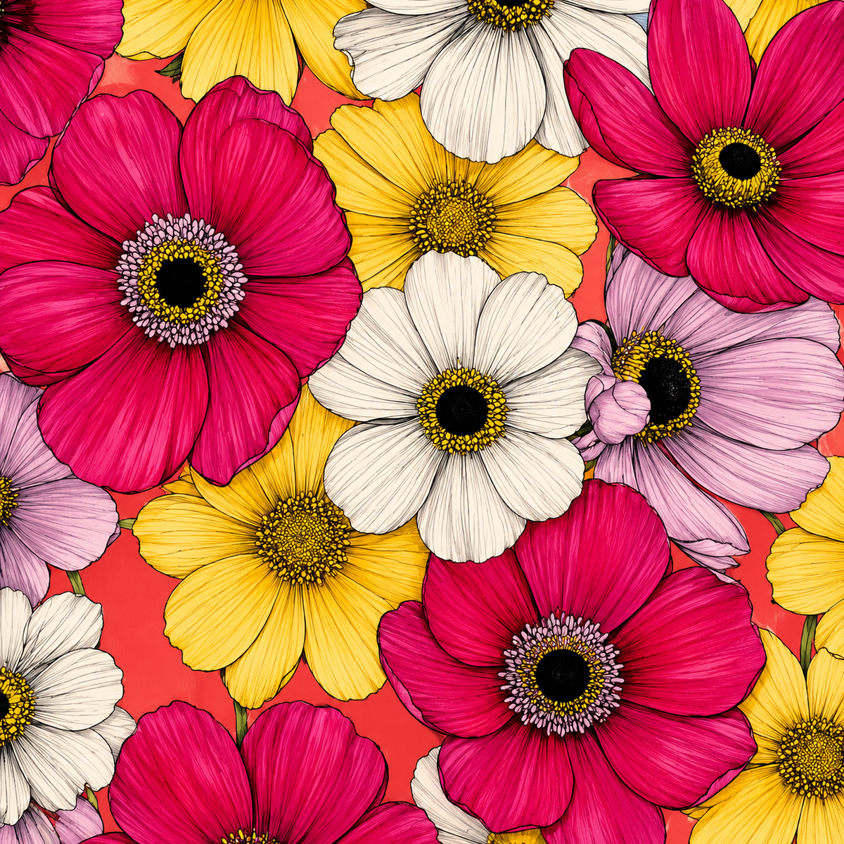 Botanica No. 07 – Blumenmeer – zweite Ansicht der Travertin Deko mit florales motiv