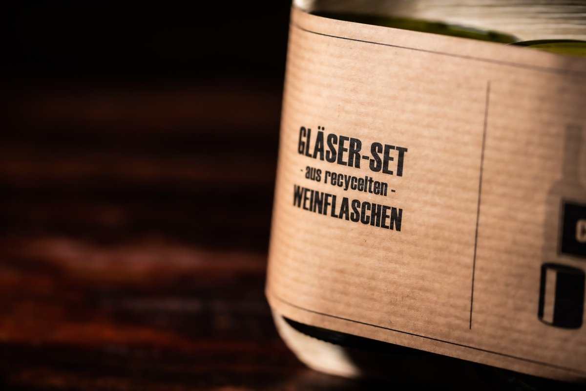 Trinkgläser aus weiterverwendeten Weinflaschen – Produktansicht