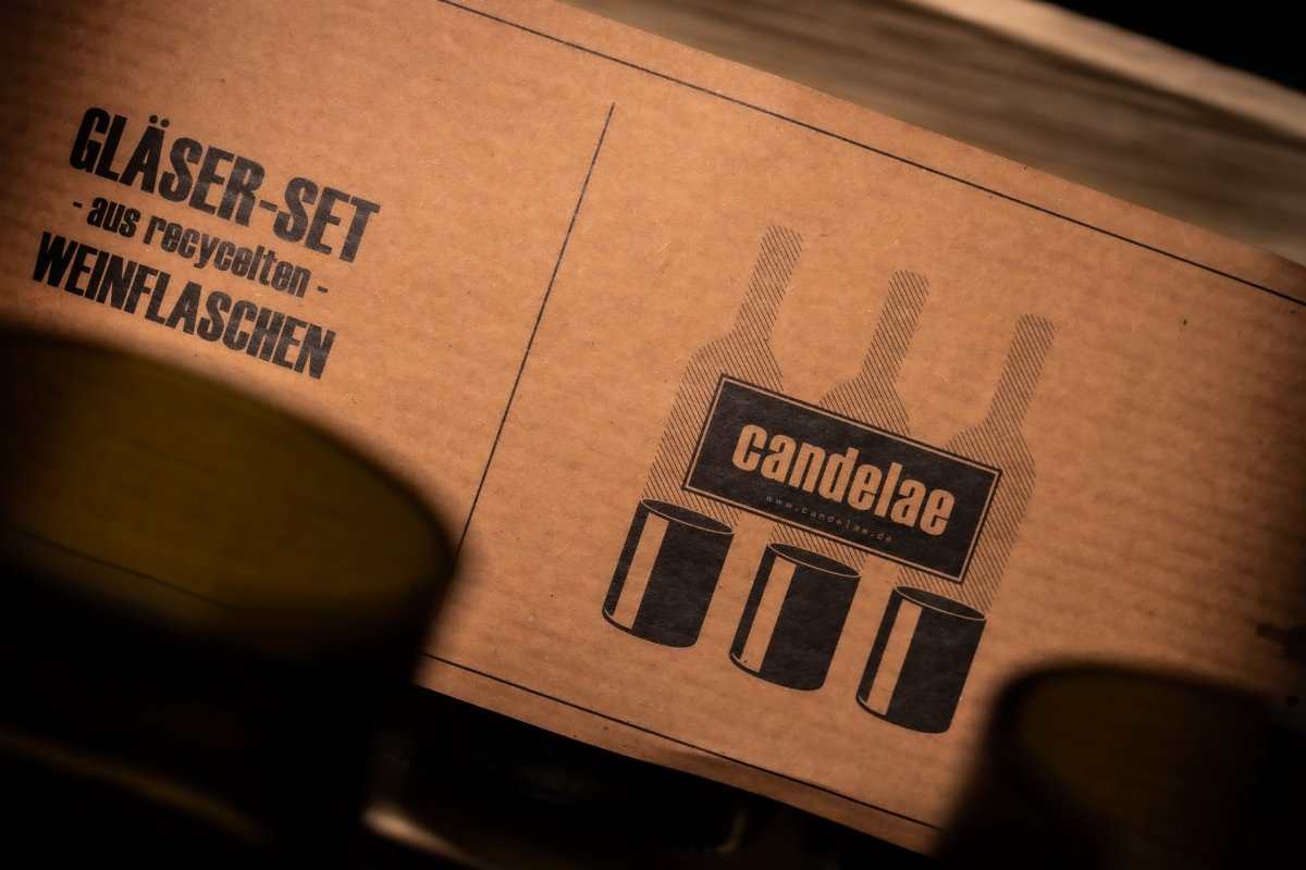 Trinkgläser aus weiterverwendeten Weinflaschen – Produktansicht
